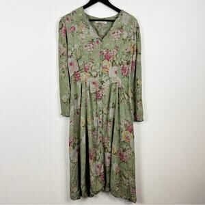 Kar-A-Van Sage Green Floral Midi Dress Size Large
